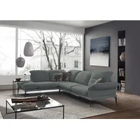 Ecksofa W.SCHILLIG "sherry, Designsofa mit tollem Sitzkomfort, elegant und zeitlos, L-Form", grau (dunkelgrau v39), B:302cm H:81cm T:230cm, Longlife Xtra-Leder Z69: Das feinnarbige, gedeckte Softleder Z69 besticht durch seine außergewöhnliche Weichheit im trendigen u00bbVintage-Looku00ab, Hautstärke 0, 9 - 1, 1 mm, Schlingenpolgewebe W82 (74% Polyacryl, 26% Polyester), Chenillegewebe V34 (52% Polyester, 38% Baumwolle, 10% Polyacryl), Sofas, mit Kopfstützenverstellung, Winkelfüße in Schwarz, Breite 302 cm