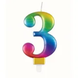 Unique Geburtstagskerze Zahl 3 Regenbogen