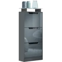 Vladon Schuhschrank, Grau, Holzwerkstoff, 46x128x23 cm, Garderobe, Schuhaufbewahrung, Schuhkipper