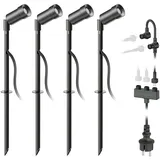 ledscom.de LED Gartenstrahler Spico schwarz mit Erdspieß für außen IP44 je 105lm warm-weiß 4er Set