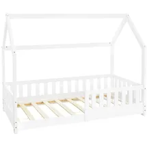 ML-Design Hausbett mit Rausfallschutz 80 x 160 cm Kiefer massiv weiß