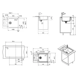 Franke Urban UBG 611-78 XL links Einbauspüle granit  Excenterbetätigung 780 x 480 mm