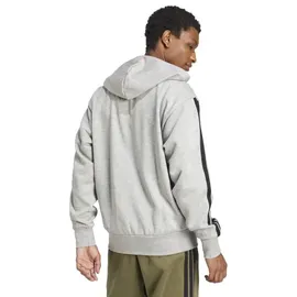 adidas Essentials 3-Streifen Kapuzenjacke Herren grau L