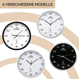 monzana Wanduhr Funk Automatische Zeitumstellung Geräuscharm Quarzuhrwerk Analog 31 cm, Indoor Funkuhr Uhr Schwarz Silber