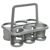 Novaliv Flaschenträger 6 Flaschen - Stabiler Halt - Getränkekorb Kunststoff, Stapelbar, 32x23x28cm SILBER - Ideal für Küche & Keller - Getränkeko
