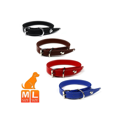 AVADI Hunde-Halsband Hundehalsband Leder, Leder, Hundehalsband Leder Halsband für Hunde - M / L blau L