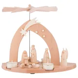 Seiffener Volkskunst Schalling | Weihnachtspyramide Pyramide Erzgebirgspyramide | Christi Geburt mit Hirte 24 cm