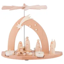 Seiffener Volkskunst Schalling | Weihnachtspyramide Pyramide Erzgebirgspyramide | Christi Geburt mit Hirte 24 cm