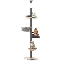 Costway 5-stöckiger Kratzbaum deckenhoch 236-271 cm grau