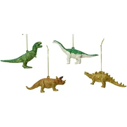 Christbaumschmuck Dinosaurier 10cm Kunststoff Figur 1 Stück sortiert Bruchfest mit Glitzer Weihnachtsbaum Anhänger für Weihnachten Urzeit Tiere Dino