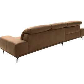 Musterring Wohnlandschaft MUSTERRING "MR 2490 Ecksofa mit erstklassigem Sitzkomfort, Long-Life-Leder", beige (fango, s), B:342cm T:207cm, Sofas, Wohnlandschaft, Fuß schwarz, Sitzhöhe 48cm, wahlweise mit Funktionen, Maße 342x207 cm