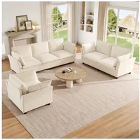 i@home Sofa Sofa-Set, 3 Teile, 3-Sitzer &2-Sitzer &Sessel, Mit Kissen, Cloud Komfort, Modernes Design beige