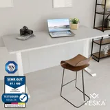 veska Höhenverstellbarer Schreibtisch (140 x 70 cm) - Sitz- & Stehpult - Bürotisch Elektrisch Höhenverstellbar mit Touchscreen & Stahlfüßen - Weiss/Anthrazit hell