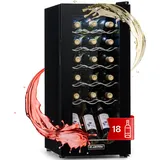 Klarstein Weinkühlschrank, 1 Zonen Getränkekühlschrank Klein, Kleiner Weinschrank 50L, Wein-Kühlschrank Klein mit Glastür, Indoor/Outdoor Flaschenkühlschrank, Wine Fridge 5-18°C, 18 Flaschen