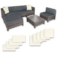 TecTake tectake® Rattan Lounge, mit Aluminiumgestell, für 4 bis