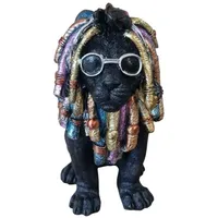 FD Dekofigur Löwe mit Brille 20 cm schwarz bunt