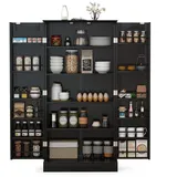 COSTWAY Küchenbuffet Küchenschrank Vorratsschrank mit verstellbarer Ablage, 60x40x120cm schwarz