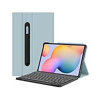 Fintie Französische AZERTY-Tastatur für Samsung Galaxy Tab S6 Lite 2022/2020 10,4 Zoll Tablet - Multipositionshülle, dünne und leichte Abdeckung, Eisblau