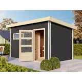 Sauna Gartensauna Saunahaus Holzsauna Outdoor Sauna Anthrazit inkl. 3 Liegen