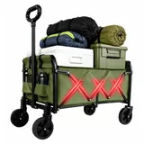 QEZER bollerwagen faltbar, bollerwagen Strand,120 Liter, Tragfähigkeit 100 kg,tragbar für Camping, Gartenarbeit, Strand, Einkaufen
