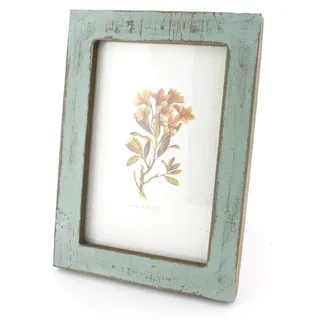 DUBENS Retro Vintage Bilderrahmen/Camouflage Foto-/Posterrahmen,Foto-Rahmen aus Echt-Holz – gefertigt in Handarbeit - Fotogröße 6", für Home Shop Dekoration (Blau)