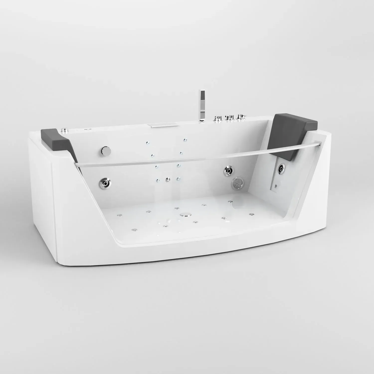 TroniTechnik® Whirlpool Badewanne MILOS 180cm x 88cm mit Heizung, Wasserfall, Hydromassage und Farblichtherapie, Sanitäracryl