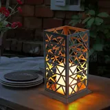 ETC Shop Led Solar Steh Hänge Lampe rost grün Terrassen Leuchte Feuereffekt Außen Garten Laterne