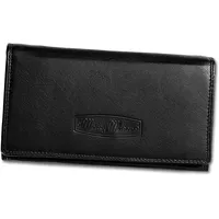 Damen Portemonnaie Geldbörse Leder 12132, Farbe:Schwarz