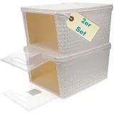 GarPet Aufbewahrungsbox 2er Set mit Deckel 20 l weiß