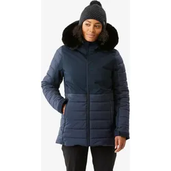 Skijacke Damen warm mittlere Länge - 100 marineblau asphaltblau L