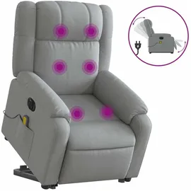 vidaXL Massagesessel mit Aufstehhilfe Stoff 95 x 99 x 95 cm Hellgrau elektrisch