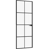 vidaXL Innentür Schwarz 76x201,5 cm Hartglas & Aluminium Schlank