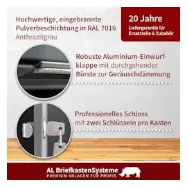 AL Briefkastensysteme Durchwurfbriefkasten RAL 7016 Anthrazit