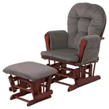 Mendler Relaxsessel HWC-C76, Schaukelstuhl Sessel Schwingstuhl mit Hocker Stoff Cord 320g/m2 dunkelgrau Gestell dunkel
