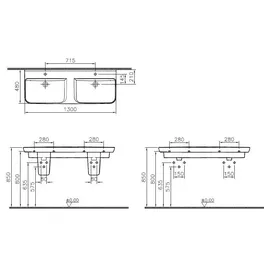 Vitra Sento Doppelwaschtisch 130 x 48 cm 5949B003-0001