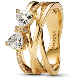 Pandora 163511C01 Damenring Funkelnde Schleife Goldfarben, 56/17,8