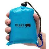 BEARZ Outdoor Decke, Reisedecke, Kompakt Picknickdecke Wasserdicht - Ultraleicht Camping Sitzunterlage Outdoor, Stranddecke Sandfrei, Kleine Campingdecke - Festival, Camping und Wandern Zubehör (Blau)