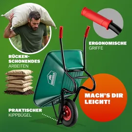 Gardebruk Schubkarre 100 Liter Bauschubkarre Gartenschubkarre 250kg Belastbarkeit Luftreifen Stabil Kunststoffwanne - Gardebruk