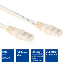 Act Ivory 25 meter U/UTP CAT6 patch cable with RJ45 connectors. Cat6 u/utp ivory 25.00m (IB8425)