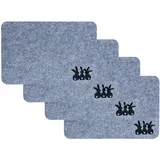 levandeo 4er Set Platzset Osterhase Filz Grau Schwarz Tischset Ostern Tischdeko Deko Hase Tischmatte Platzdeckchen