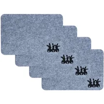 levandeo 4er Set Platzset Osterhase Filz Grau Schwarz Tischset Ostern Tischdeko Deko Hase Tischmatte Platzdeckchen