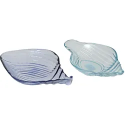 Decoris 1 Schale 20x11x5cm Glas Muschel Form Servierschale Muschelschale Salatschale Müslischale Dekoschale Dessertschale Maritimes Geschirr Blau Transparent