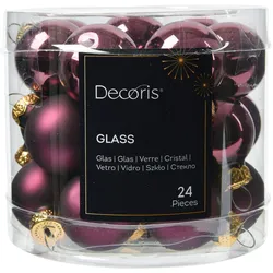 24 Weihnachtskugeln Glas 2,5cm matt & glänzend Mini Christbaumkugeln Weihnachtsbaumkugeln Klein Christbaumschmuck Weihnachtsbaumschmuck Dunkel Mauve