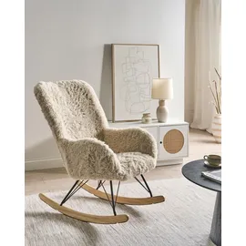 Beliani Schaukelsessel AKRA Webpelz 0 x 0 x 0 cm Hellbeige