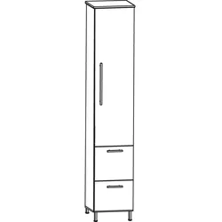 Puris Quada Hochschrank 40 x 30 x 174,8 cm mit 2 Auszügen und 1 Tür, Anschlag rechts, Griff 335, Badmöbel,