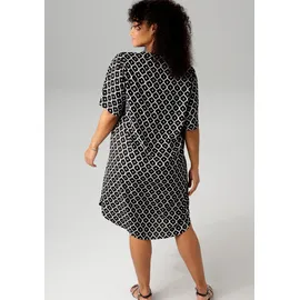aniston plus Blusenkleid Schwarz/Weiß 44