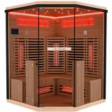 Dewello Infrarotkabine Sauna Kenora 140cm x 140cm 3 Personen Vollspektrum & Karbonstrahler Hemlock