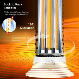 Kesser KESSER® Standheizstrahler Infrarotheizung, 1200W Heizstrahler Energieeffiziente Heizung Innenraum mit 360° Oszillation, Infrarotheizung Standgerät, Elektroheizung IP55, Terrassen-Heizstrahler