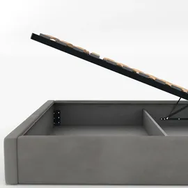 Muralo Polsterbett Stoffbett Bett mit Bettkaste Container Doppelbett für Schlafzimmer - 120 cm x 200 cm - grau