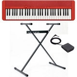 Casio Keyboard Piano-Keyboard-Set CT-S1RDSET, (Set, inkl. Keyboardständer, Sustainpedal und Netzteil), ideal für Piano-Einsteiger und Klanggourmets; rot